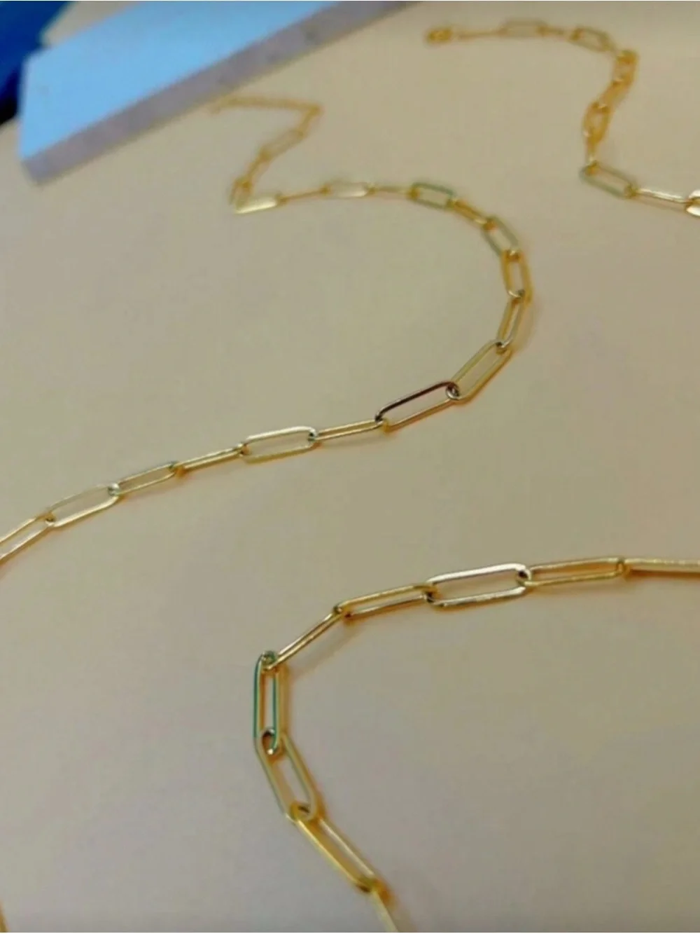 Gold Plated Stainless Steel Long Paperclip Chain Necklace